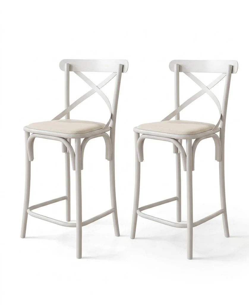 Kit 3 Banquetas Baixa Aço Branco Assento Branco Modelo Katrina Branco — foto 2 de 4