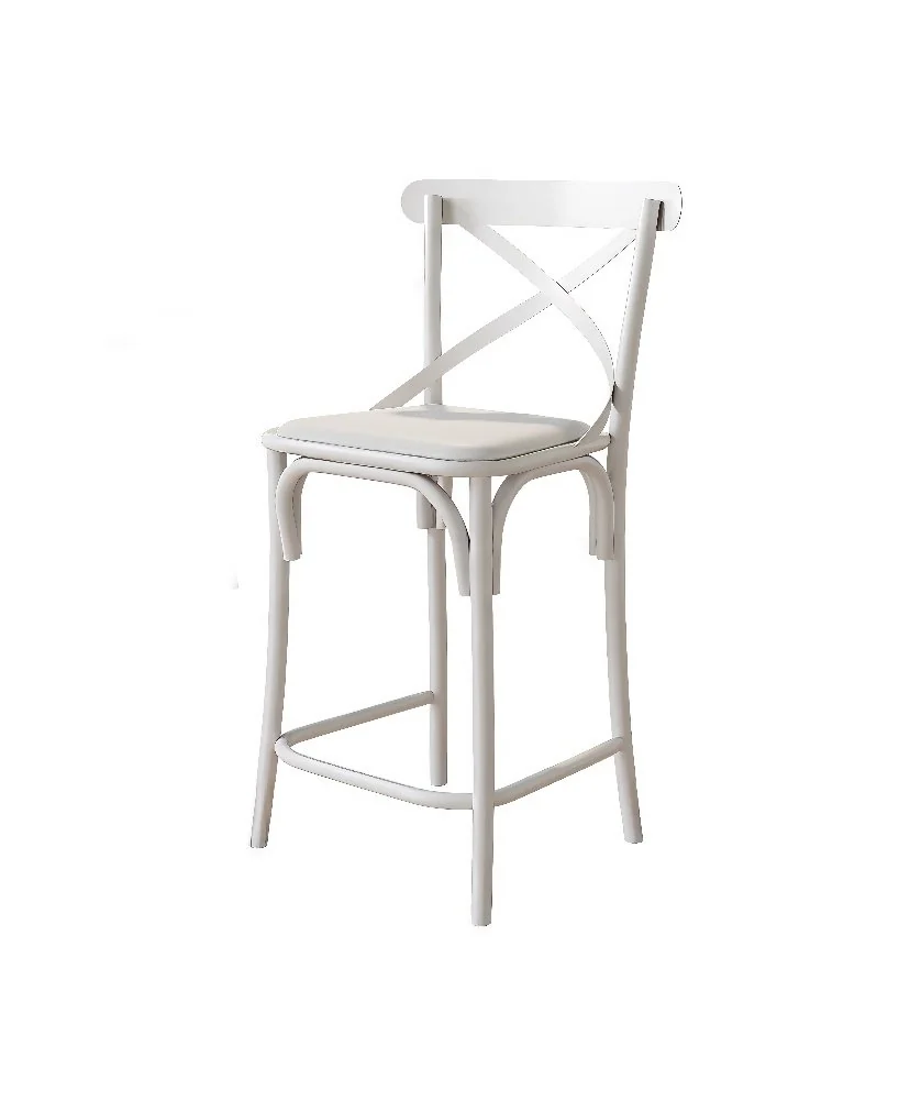 Kit 3 Banquetas Baixa Aço Branco Assento Branco Modelo Katrina Branco — foto 4 de 4