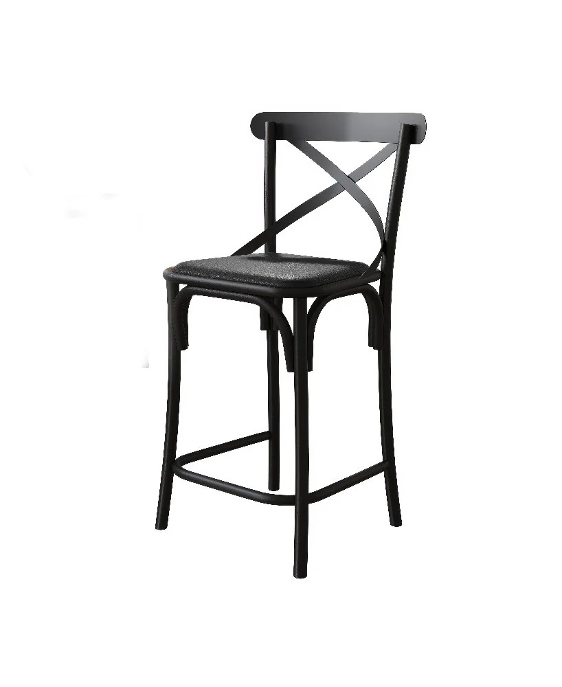Kit 3 Banquetas Baixa Aço Preto Assento Preto Modelo Katrina Preto — foto 4 de 5