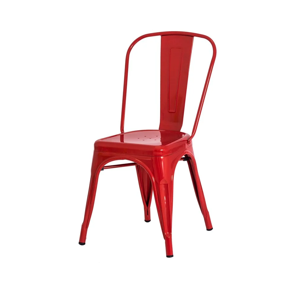 Kit 4 Cadeiras Tolix Iron Design Vermelha Aço Industrial Sala Cozinha Jantar Bar Vermelho — foto 2 de 6