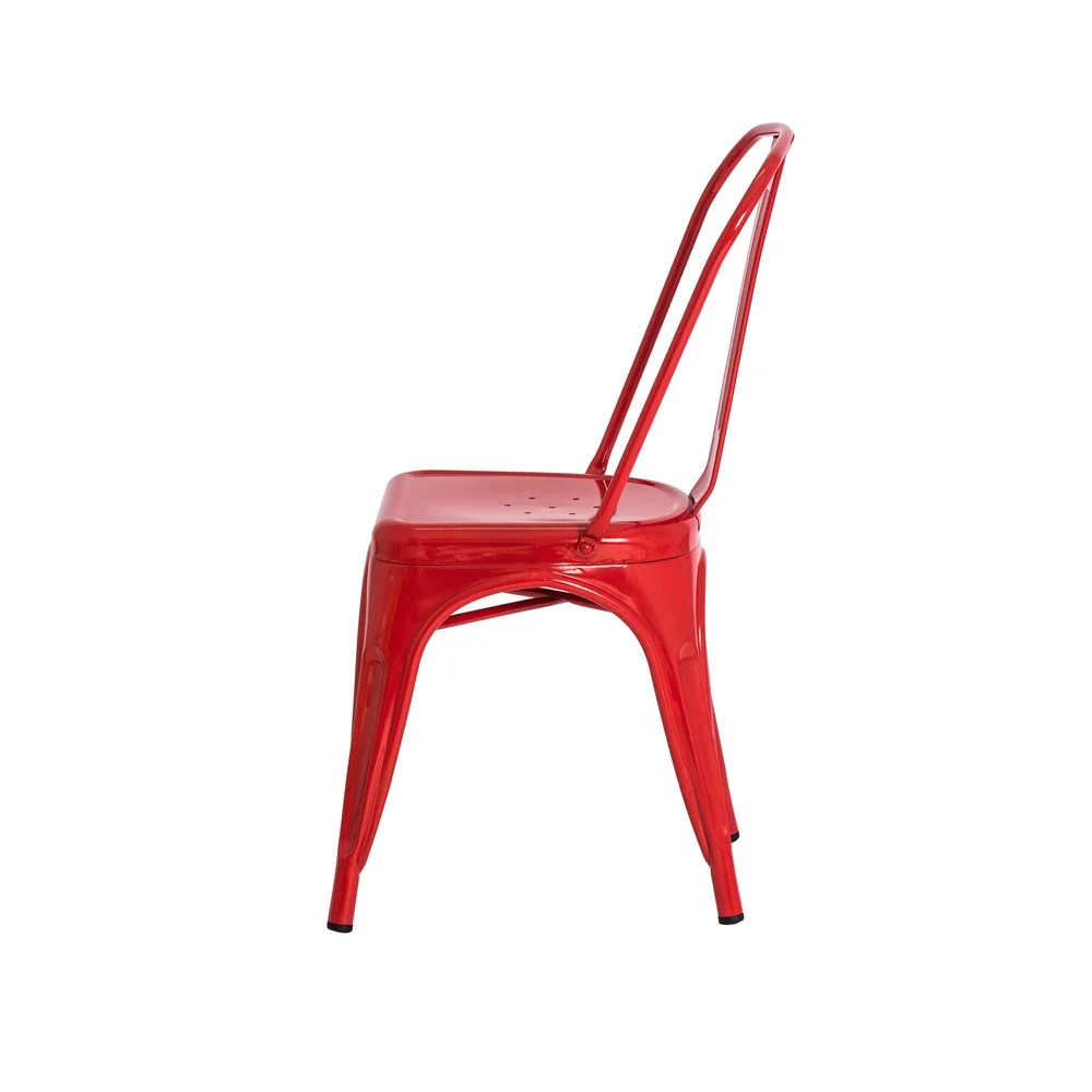 Kit 4 Cadeiras Tolix Iron Design Vermelha Aço Industrial Sala Cozinha Jantar Bar Vermelho — foto 4 de 6