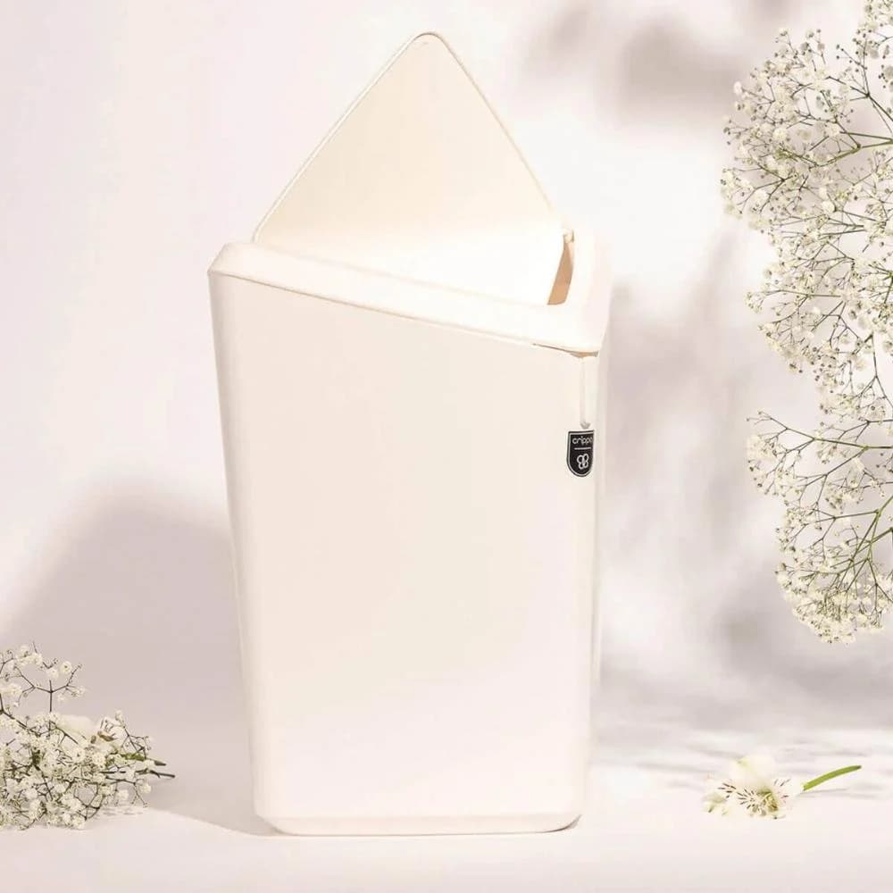 Kit Banheiro Porta Algodão Saboneteira Escova de Dente Lixeira Basculante 12L Branco Branco — foto 9 de 10