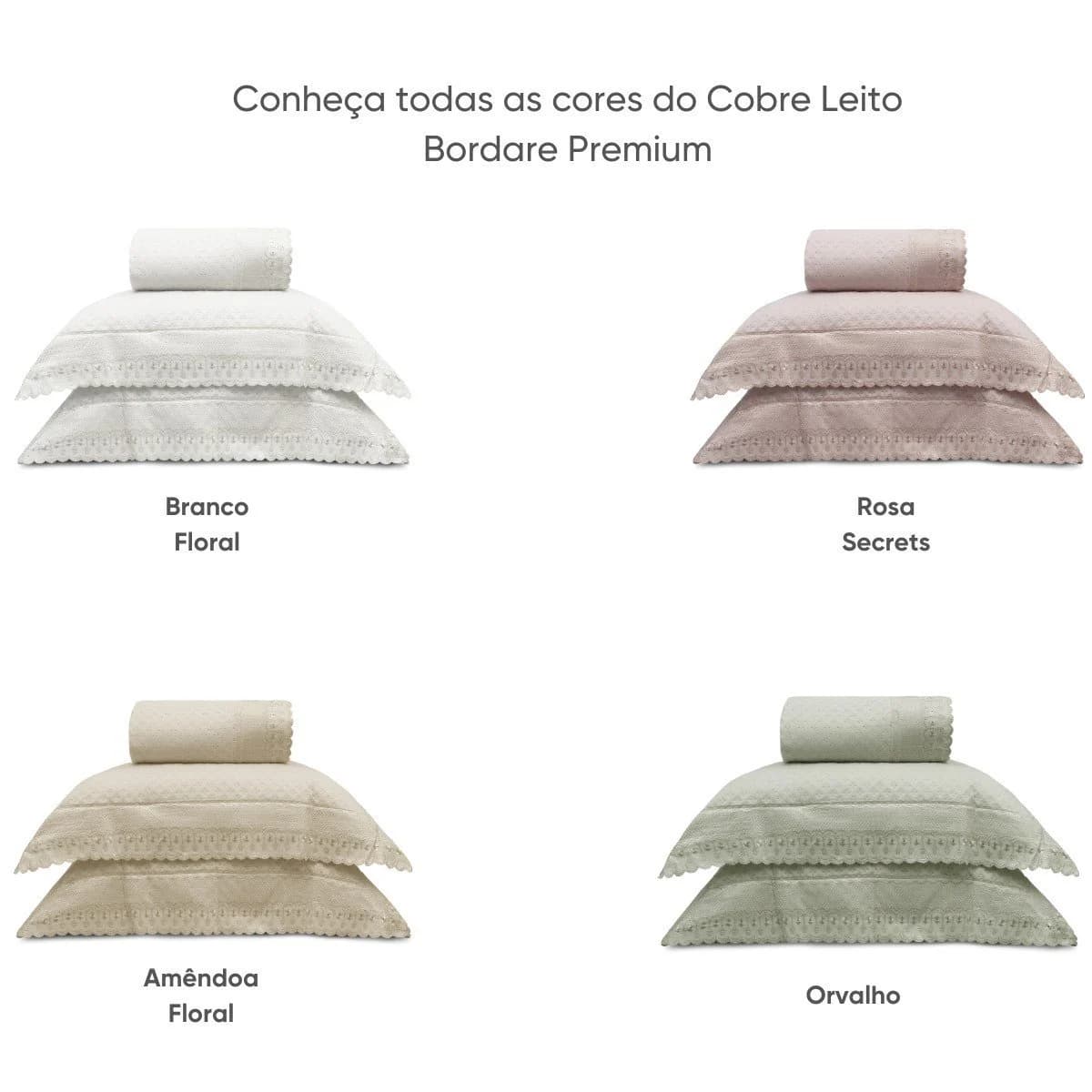 Kit Colcha Bordare Premium Super King Appel Home Amêndoa Floral Orvalho / Colcha: 3,15m x 2,70m | 2 porta travesseiros: 50cm x 70cm com 3 abas de 13cm de renda — foto 5 de 5