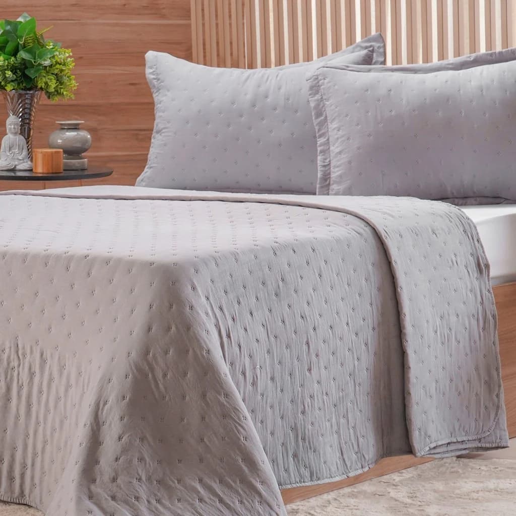 Kit Colcha Queen Miraggio New Soft 100% Poliéster 240x260cm Cinza Soft — foto 2 de 5