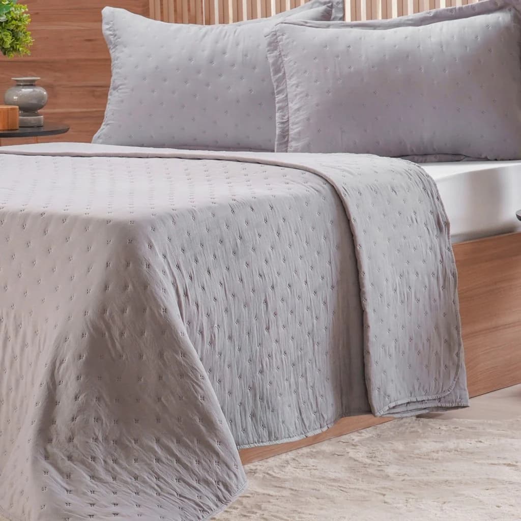 Kit Colcha Queen Miraggio New Soft 100% Poliéster 240x260cm Cinza Soft — foto 3 de 5