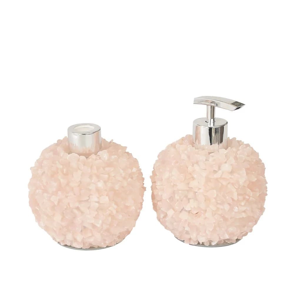 Kit Lavabo Difusor e Saboneteira Pontas de Quartzo Rosa e Prata Rosa e prata — foto 1 de 1