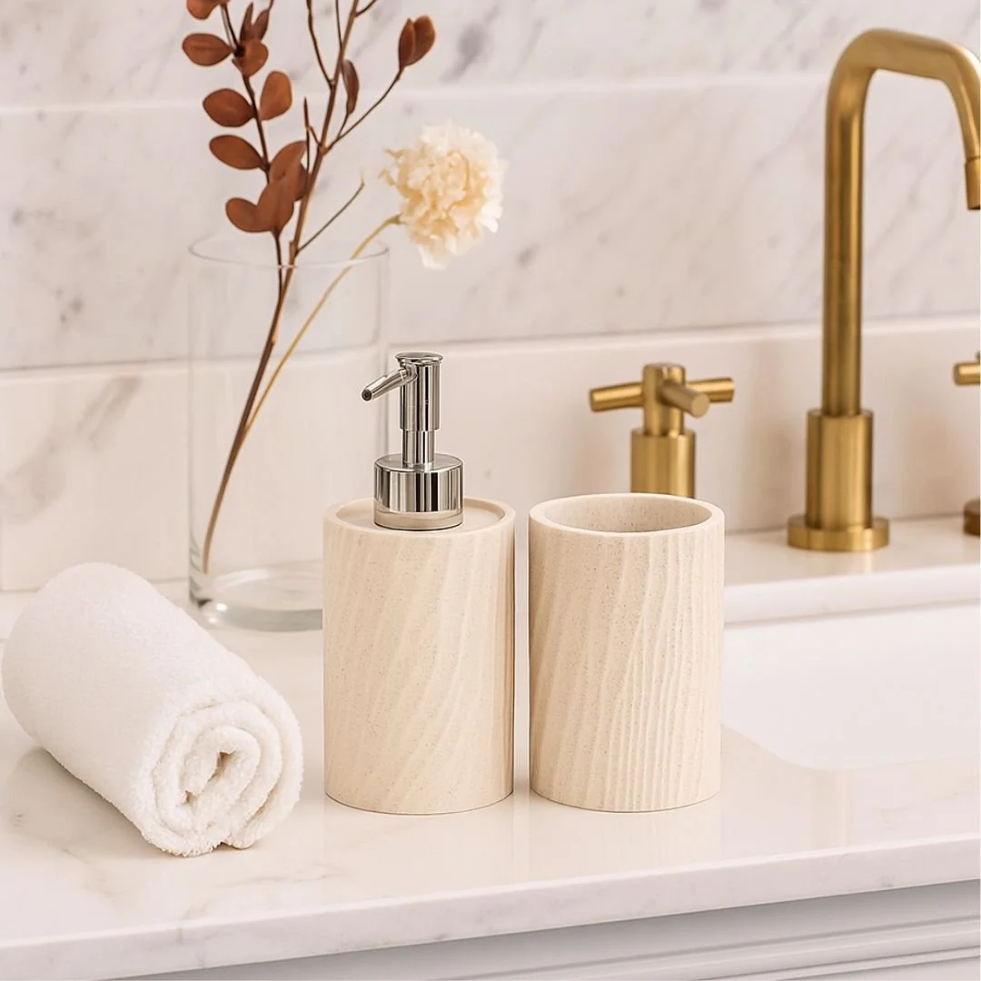 Kit organizador de bancada lavabo e banheiro Bege Areia Mart Bege — foto 4 de 4