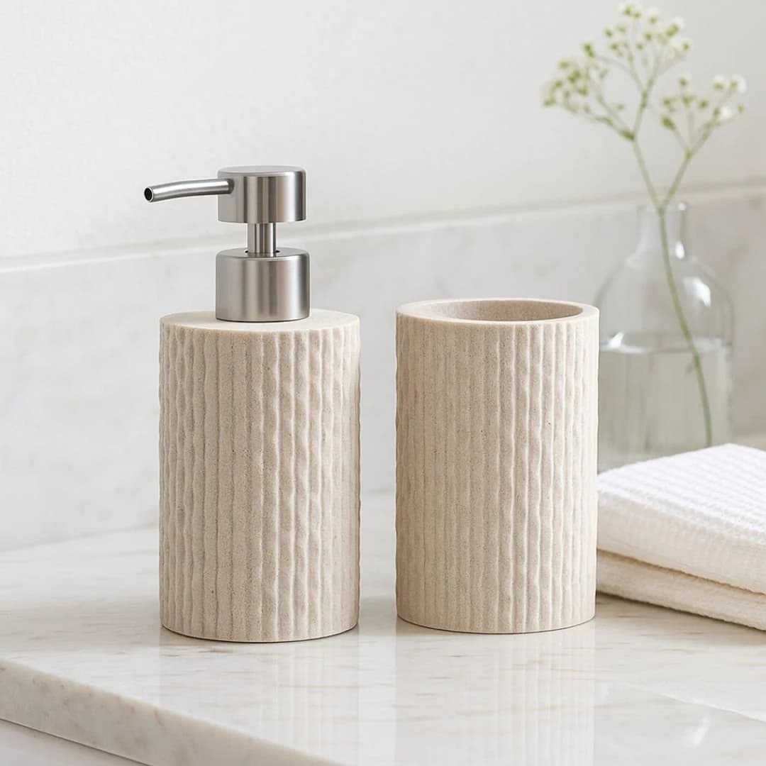 Kit organizador de bancada lavabo e banheiro Bege Ondas Mart Bege — foto 3 de 3