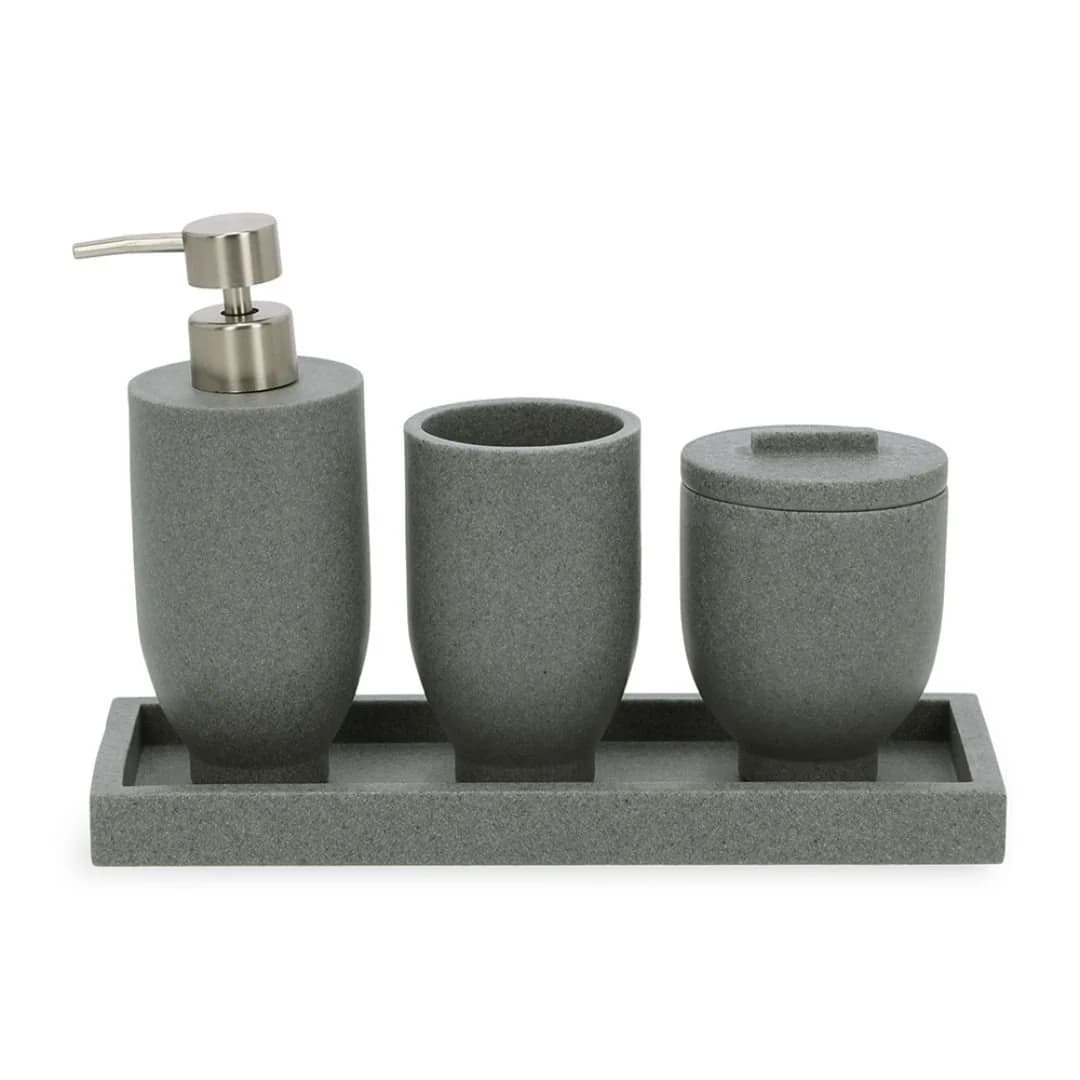 Kit organizador de bancada lavabo e banheiro Cinza Mart