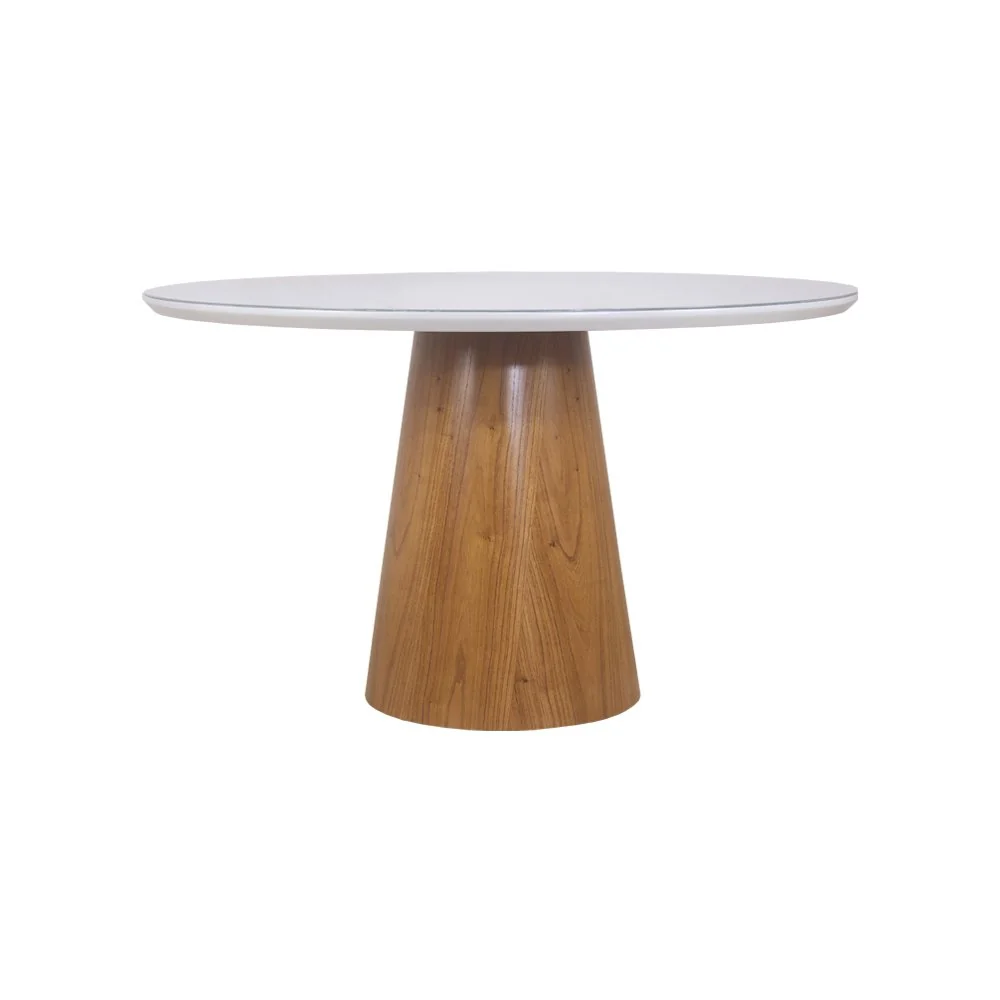 Mesa de Jantar Cannes Com Vidro Cinamomo Amêndoa 130 cm - DS 58471