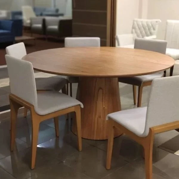 Mesa de Jantar Cone Redonda 90 cm Base Madeira Freijó Tampo Freijó Marrom — foto 2 de 2