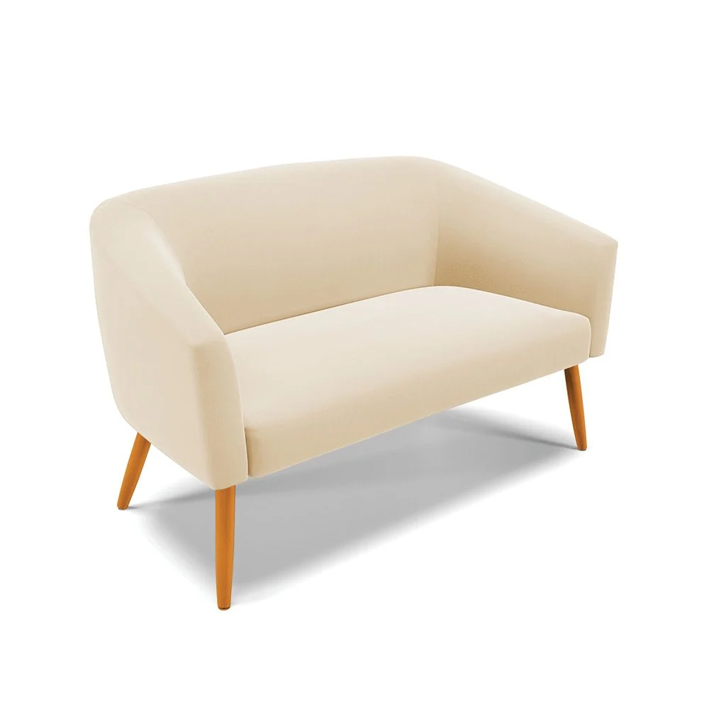 Namoradeira 02 Lugares Stella Suede Bege Pés Palito Castanho - D'Rossi