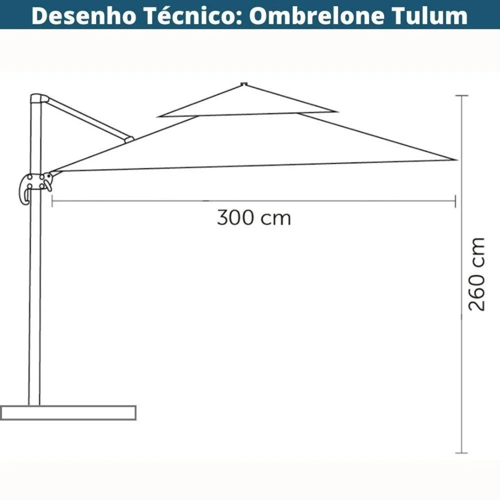 Ombrelone Lateral Tulum Rivatti 300 cm em Aluminio com Base Cruz Capa Poliéster Fendi Fendi — foto 3 de 3
