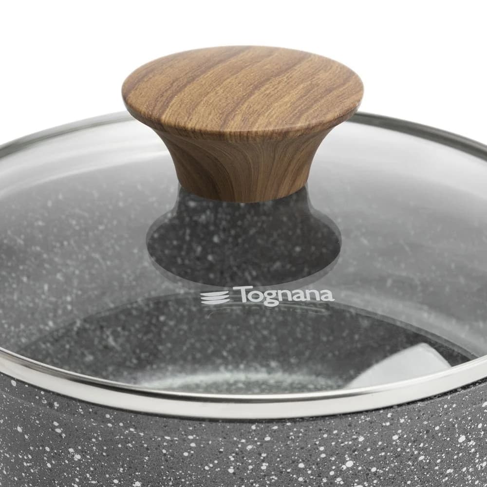 Panela com Tampa Indução Tognana Stone & Wood 16 cm CINZA — foto 2 de 5