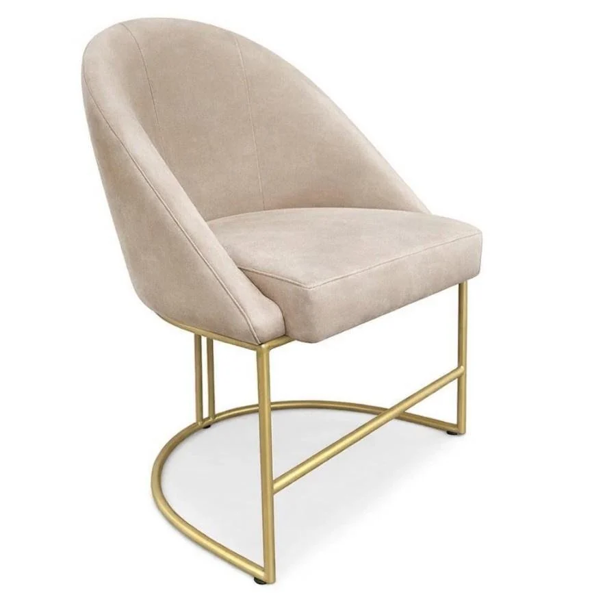 Poltrona Decorativa com pés metalico Lua Bege — foto 5 de 6