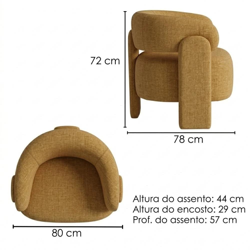 Poltrona Decorativa Lume Madeira Linho Color Trend Tca 219 — foto 3 de 10