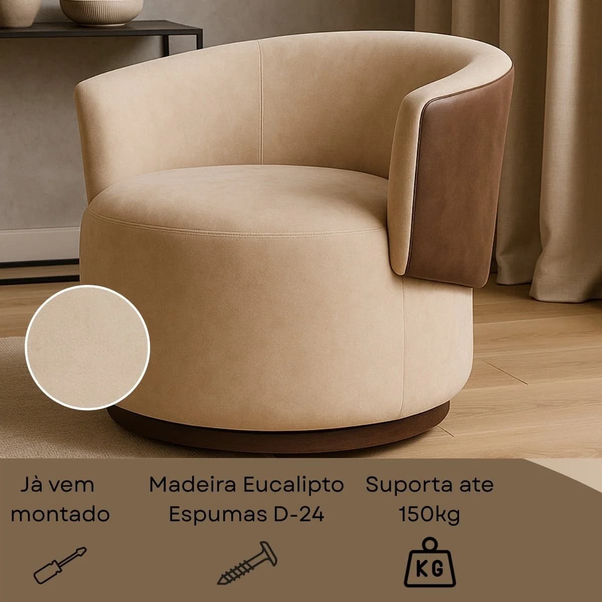 Poltrona Orgânica Compose para Sala Quarto Recepção Suede Corino Liz Confortável Elegante Multicolor — foto 4 de 7