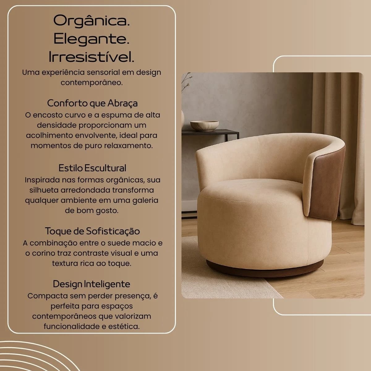 Poltrona Orgânica Compose para Sala Quarto Recepção Suede Corino Liz Confortável Elegante Multicolor — foto 5 de 7