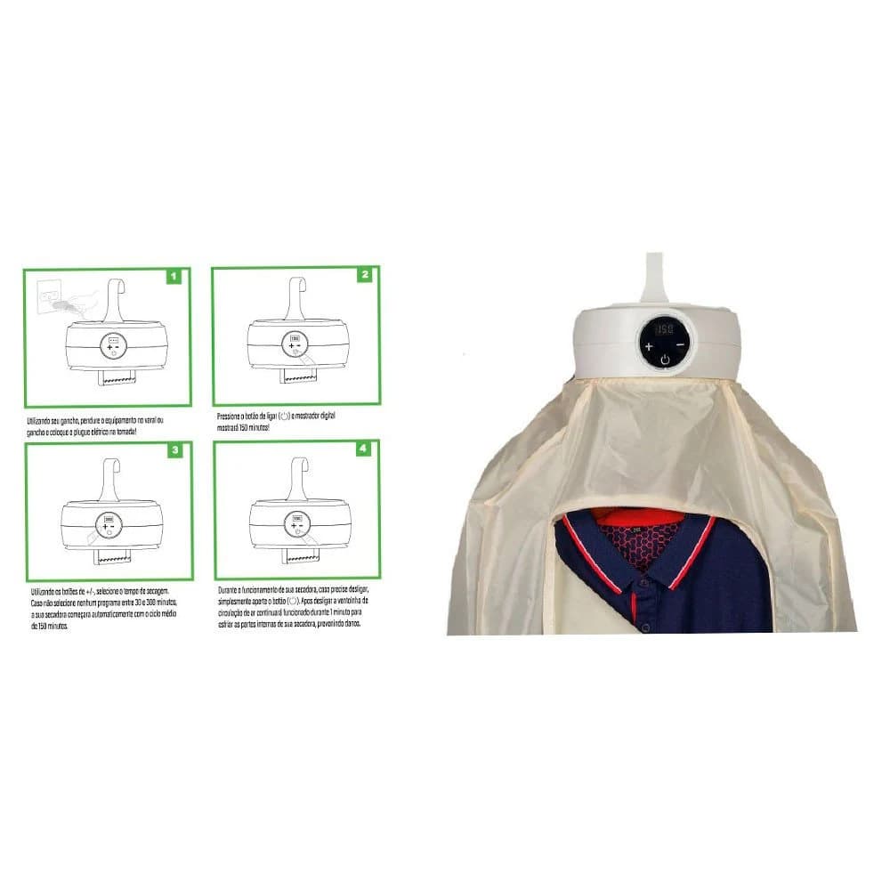 Secadora de Roupas Portátil 600W Praxis Branco — foto 11 de 11