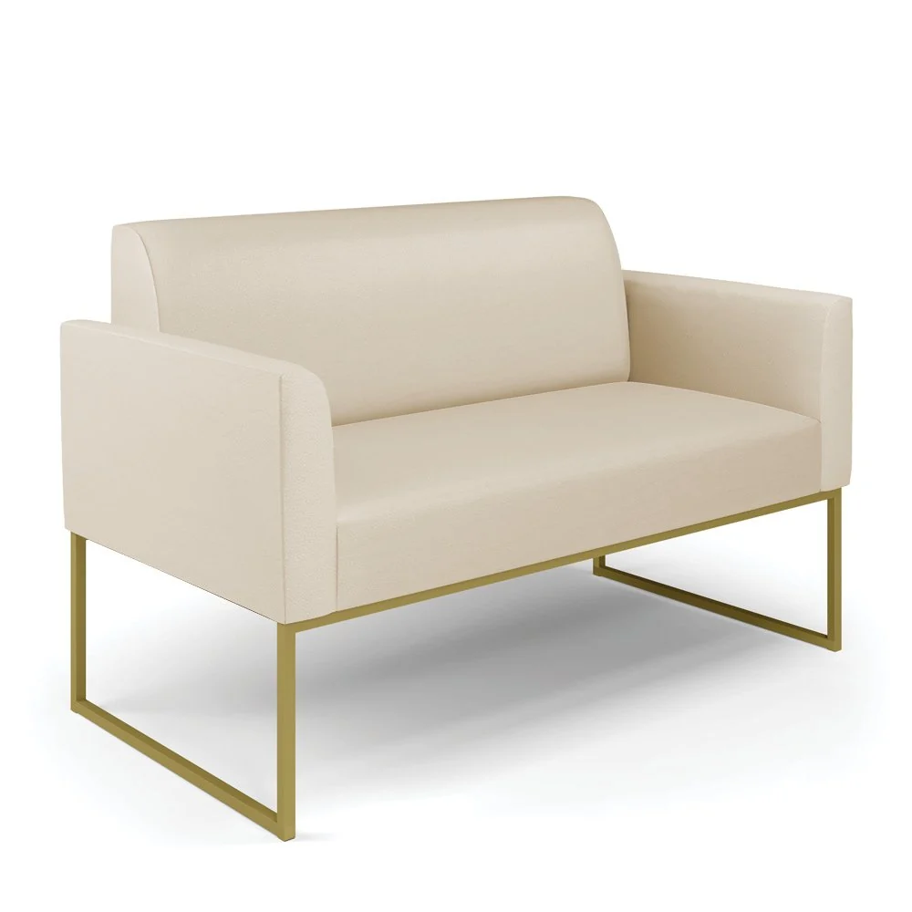 Sofá 2 Lugares Namoradeira Marisa Industrial Dourado Sintético D03 - D'Rossi Cinza — foto 1 de 7