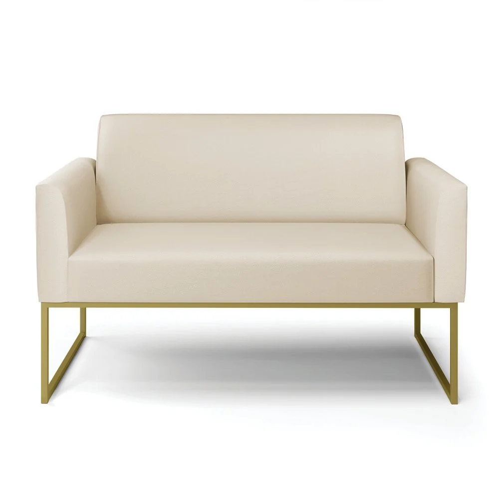 Sofá 2 Lugares Namoradeira Marisa Industrial Dourado Sintético D03 - D'Rossi Cinza — foto 3 de 7