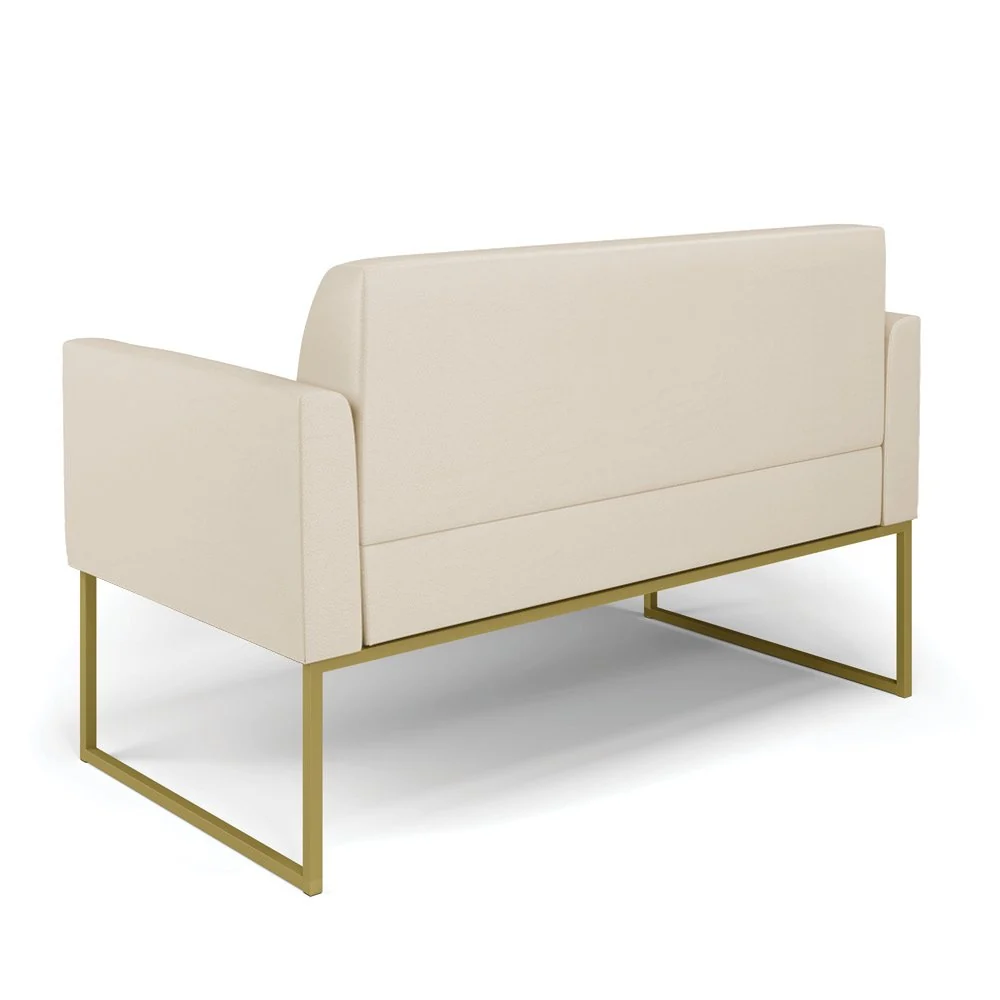 Sofá 2 Lugares Namoradeira Marisa Industrial Dourado Sintético D03 - D'Rossi Cinza — foto 5 de 7