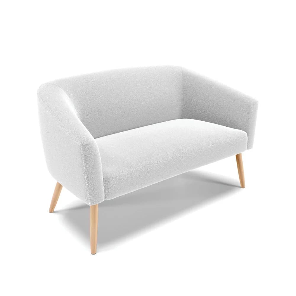 Sofá 2 Lugares Namoradeira Pé Palito Natural Stella Bouclê D03 - D'Rossi Off White — foto 1 de 6