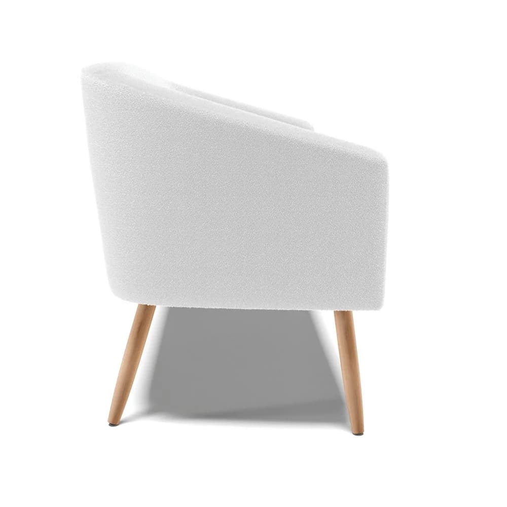 Sofá 2 Lugares Namoradeira Pé Palito Natural Stella Bouclê D03 - D'Rossi Off White — foto 6 de 6