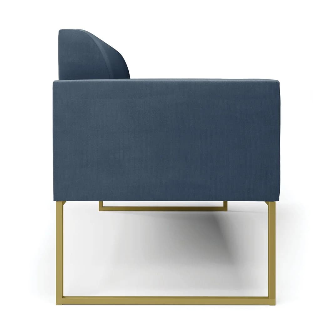 Sofá Namoradeira Base Industrial Dourado Marisa Suede Azul Marinho D03 - D'Rossi Azul marinho — foto 4 de 7