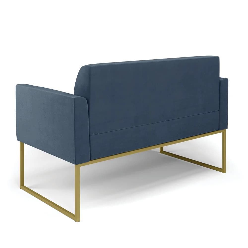 Sofá Namoradeira Base Industrial Dourado Marisa Suede Azul Marinho D03 - D'Rossi Azul marinho — foto 5 de 7