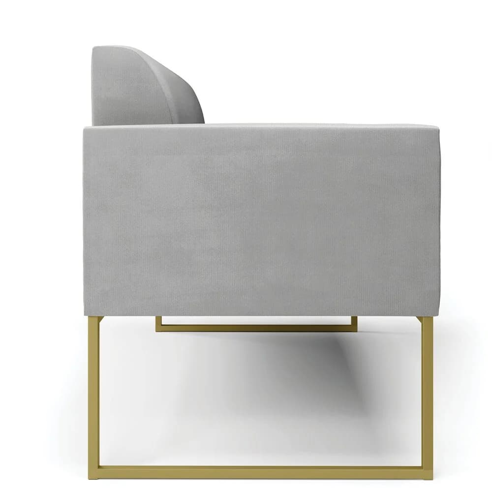 Sofá Namoradeira Base Industrial Dourado Marisa Suede Cinza D03 - D'Rossi Dourado — foto 4 de 7