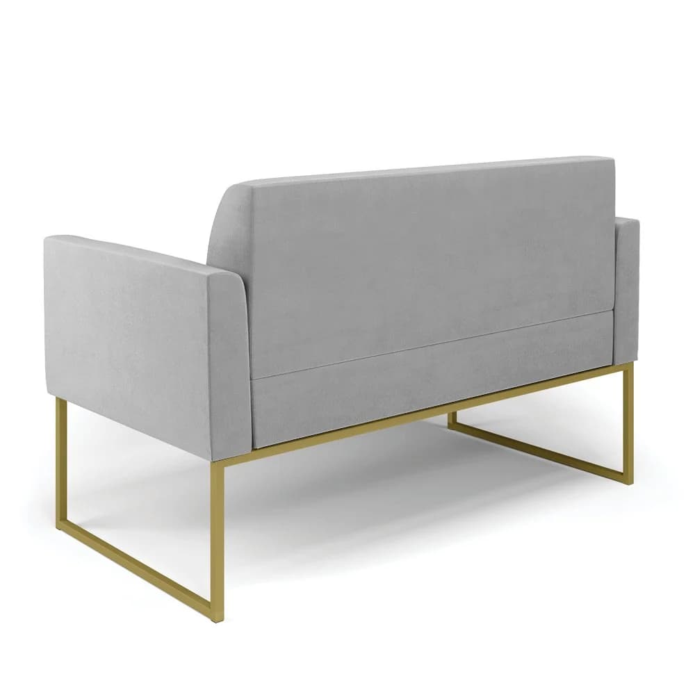Sofá Namoradeira Base Industrial Dourado Marisa Suede Cinza D03 - D'Rossi Dourado — foto 5 de 7