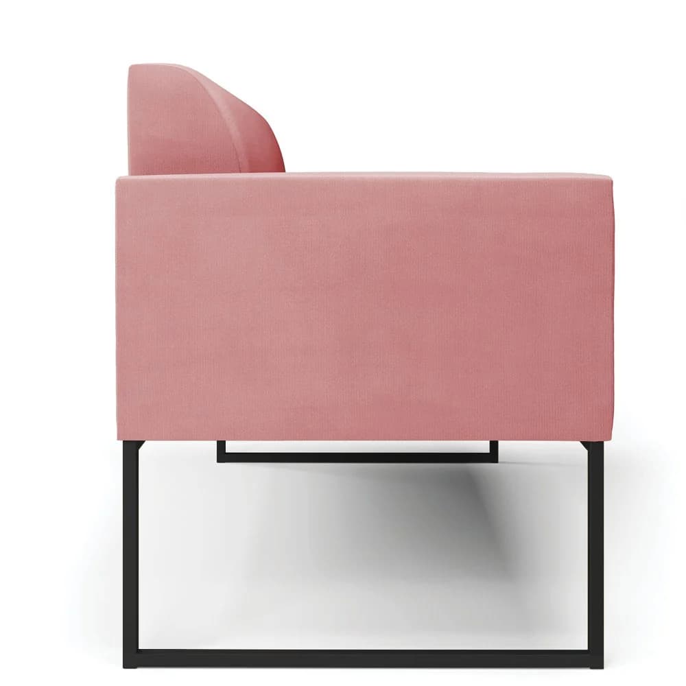 Sofá Namoradeira Base Industrial Preto Marisa Suede Rosê D03 - D'Rossi Rosé — foto 4 de 6