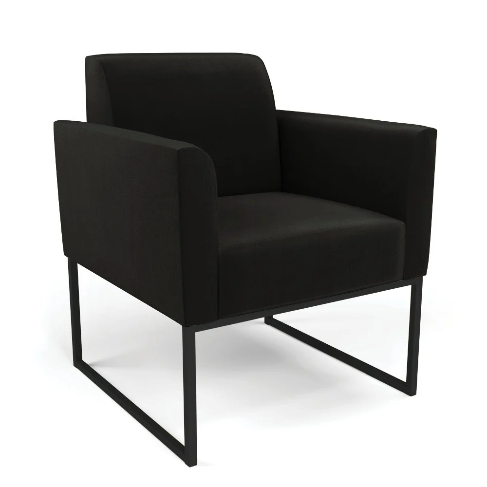 Sofá Namoradeira com Poltrona Base Industrial Preto Marisa Suede Preto D03 - D'Rossi Preto — foto 4 de 8